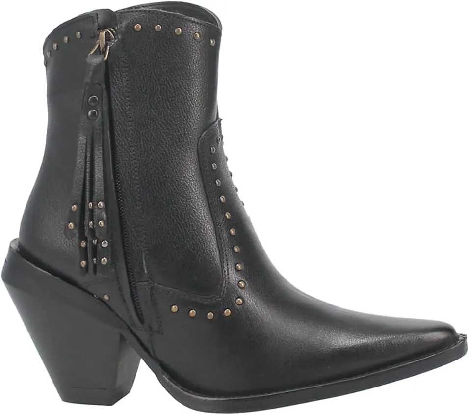 Dingo Womens Classy N' Sassy Snip Toe Casual Boots Ankle High Heel 3" & Up - Black