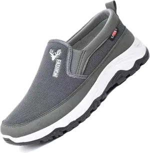 DirraBra Men's Slip-On Mesh Orthopedic Sneakers Walking Shoes,Sports Breathable Loafers Boat Shoes Casual Platform Comfy Non-Slip Hiking Working Shoes