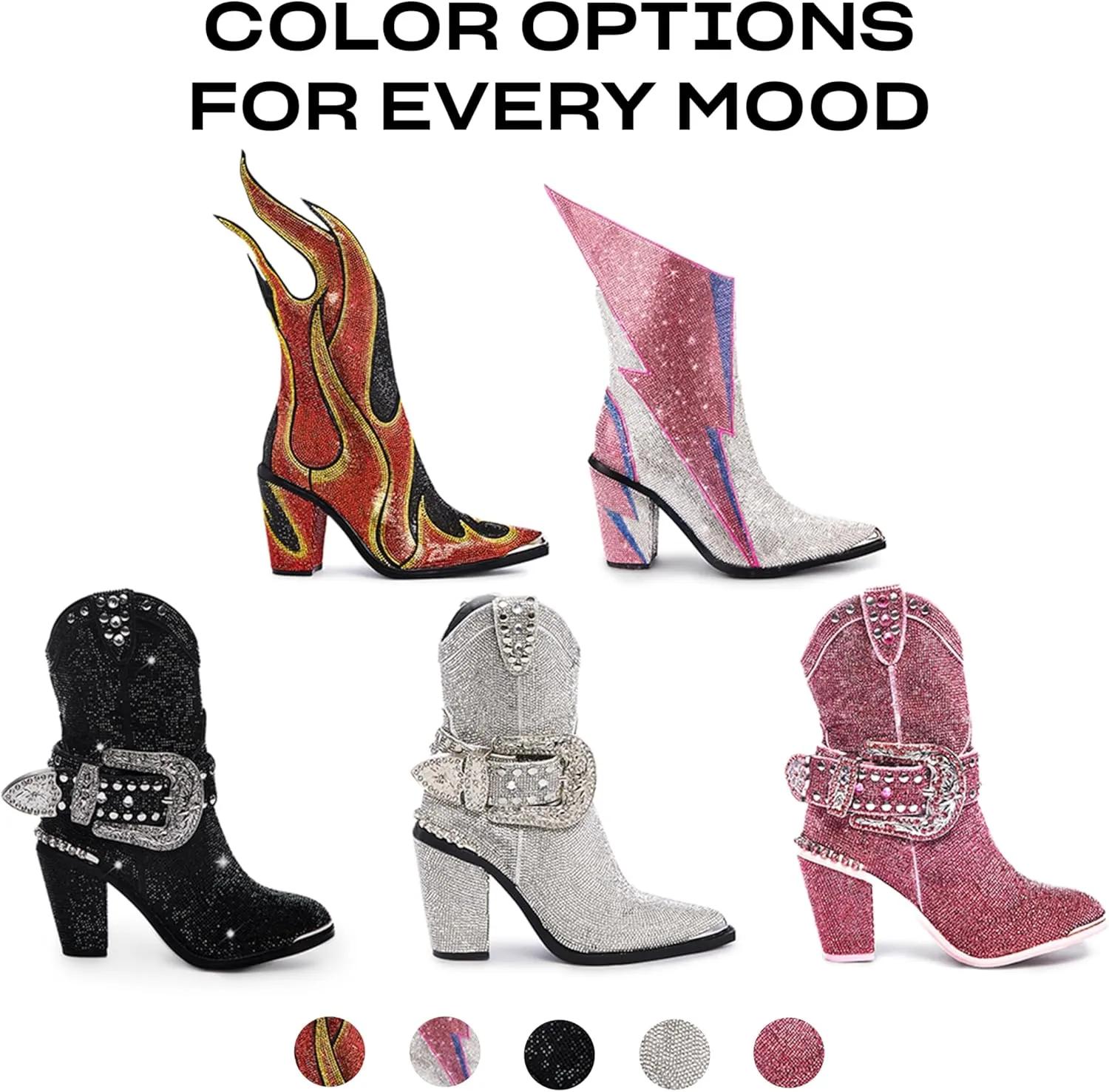 Dolls Kill Sheriff Shine Cowboy Boots by Club Exx - Rhinestone Encrusted Boots Made From Vegan Leather