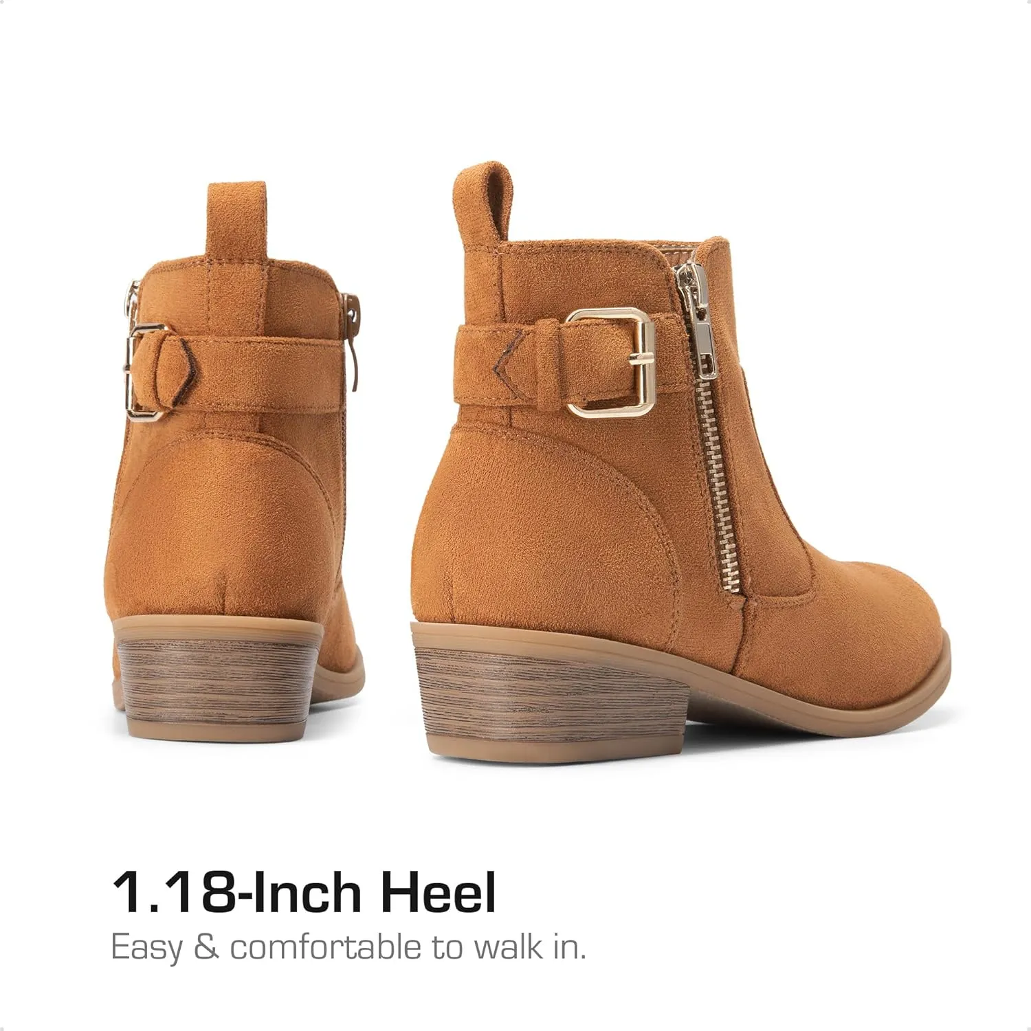 DREAM PAIRS Girls Boots Low Heel Side Zipper Ankle Booties Little Kid/Big Kid