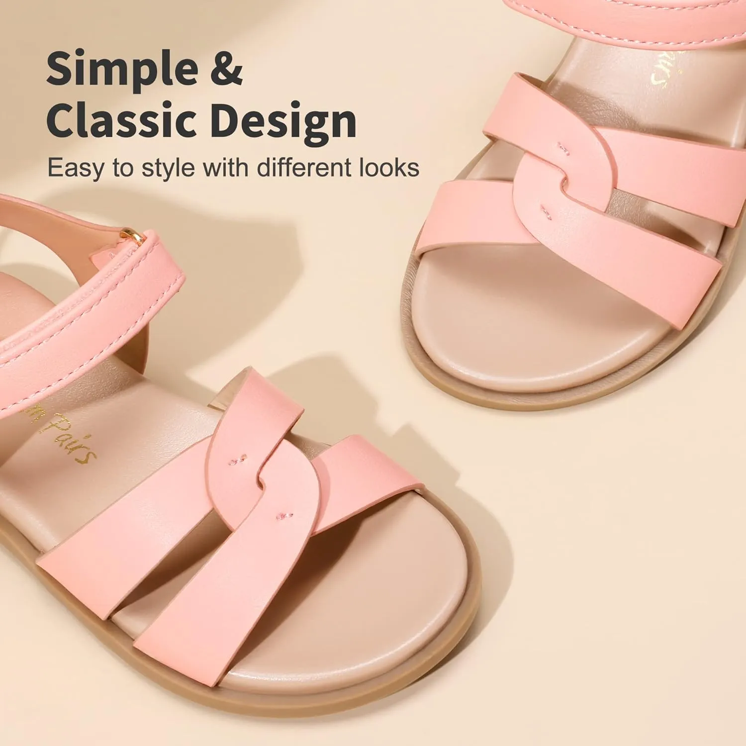 DREAM PAIRS Girls Sandals Open Toe Princess Flat Sandals Strappy Summer Shoes Toddler/Little Kid