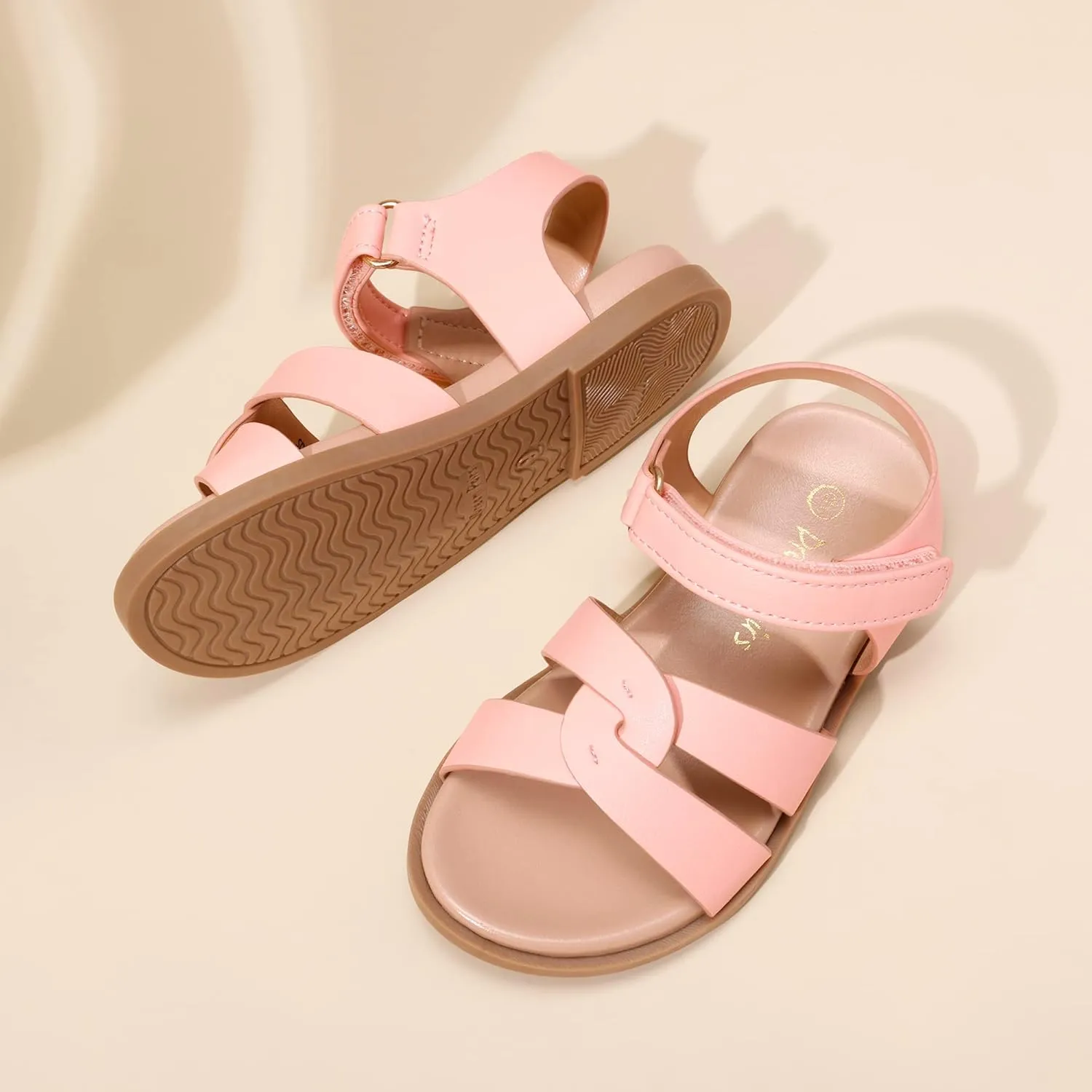 DREAM PAIRS Girls Sandals Open Toe Princess Flat Sandals Strappy Summer Shoes Toddler/Little Kid