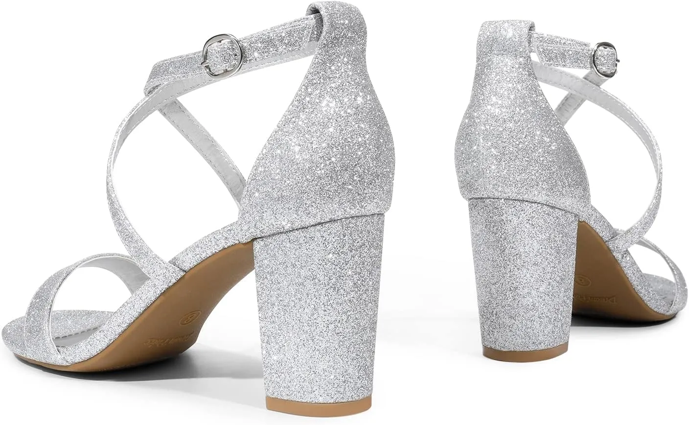 DREAM PAIRS Women’s Ankle Strap Dress Low Chunky Block Open Toe Heel Sandals for Party Wedding