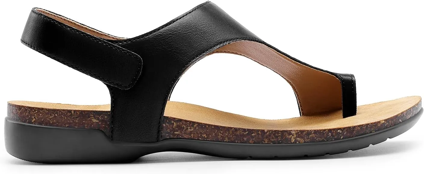 DREAM PAIRS Women's Comfortable Cork Footbed Arch Support Sandals Casual to Dressy Thong Walking Flat Sandals for Summer