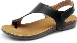 DREAM PAIRS Women's Comfortable Cork Footbed Arch Support Sandals Casual to Dressy Thong Walking Flat Sandals for Summer