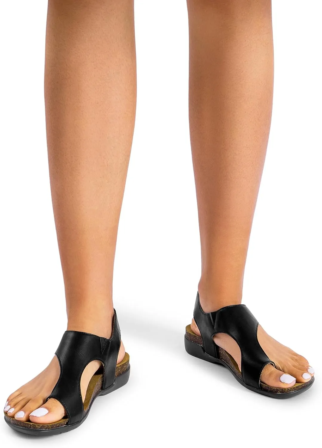 DREAM PAIRS Women's Comfortable Cork Footbed Arch Support Sandals Casual to Dressy Thong Walking Flat Sandals for Summer