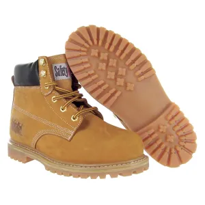 English Waterproof Work Boots - Tan - 9W | Steel Toe Work Boots | Leather Work Boots Equipped with Nubuck Leather Upper and Rugged, Durable, Oil Resistant Outsole