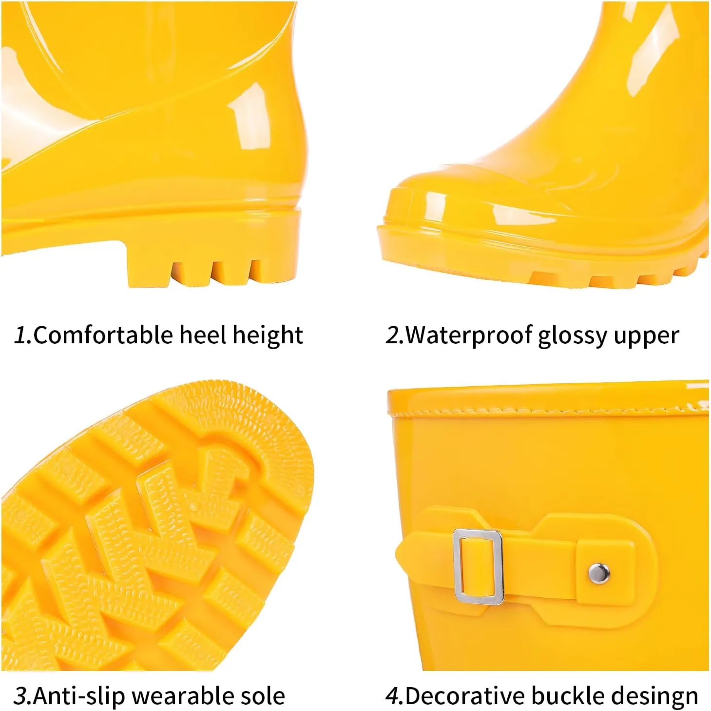 Evshine Women's Knee High Rain Boots - Narrow Calf - Fashion Waterproof Tall Rain Shoes