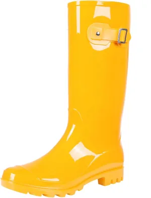 Evshine Women's Knee High Rain Boots - Narrow Calf - Fashion Waterproof Tall Rain Shoes