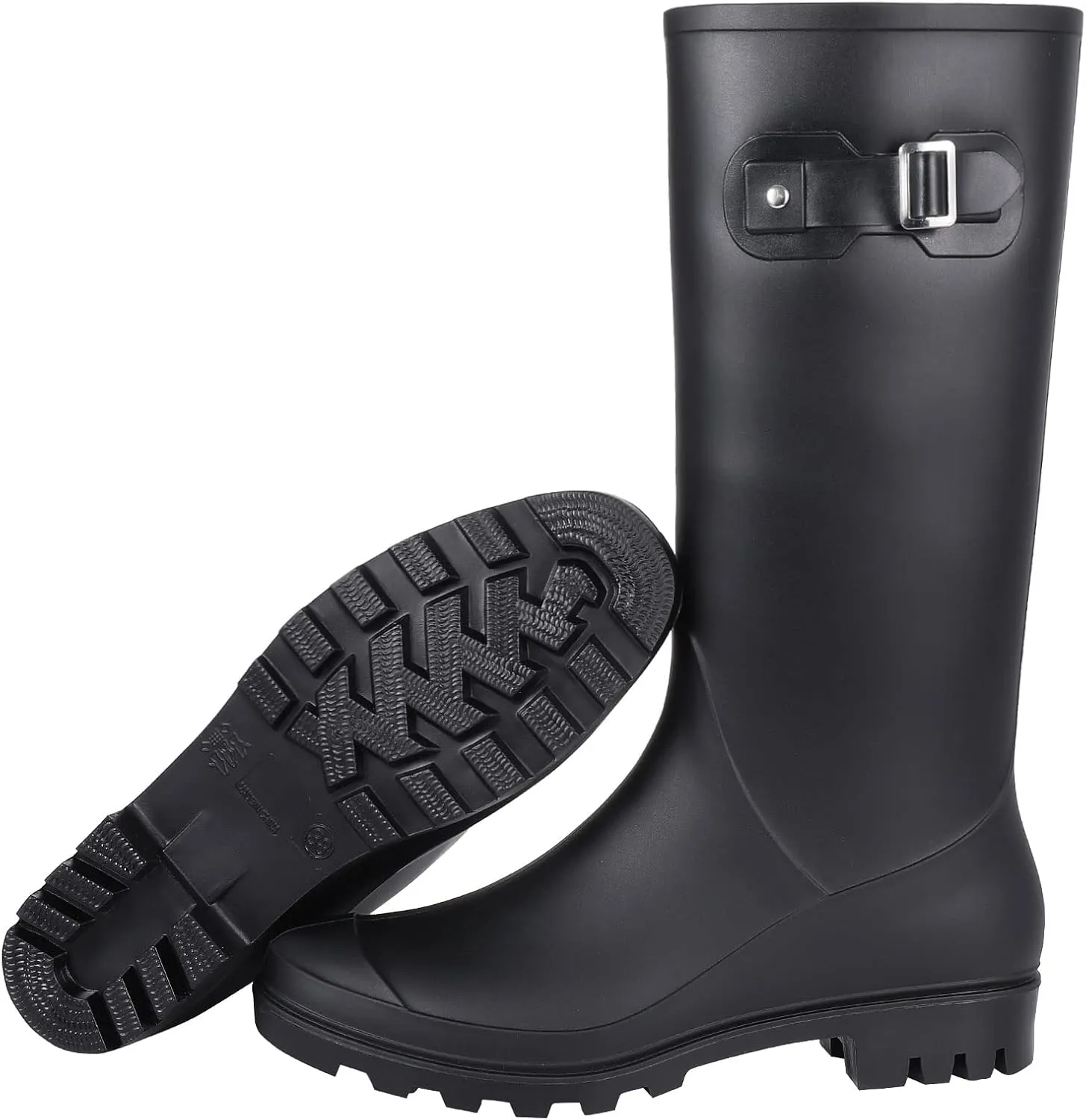 Evshine Women's Knee High Rain Boots - Narrow Calf - Fashion Waterproof Tall Rain Shoes