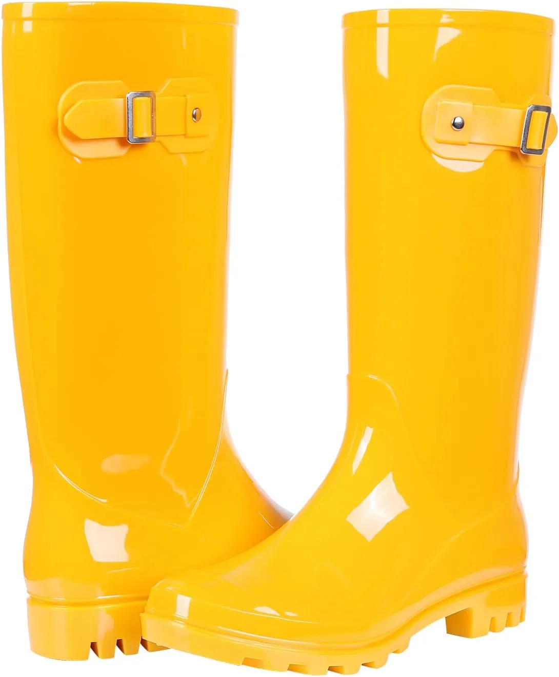 Evshine Women's Knee High Rain Boots - Narrow Calf - Fashion Waterproof Tall Rain Shoes