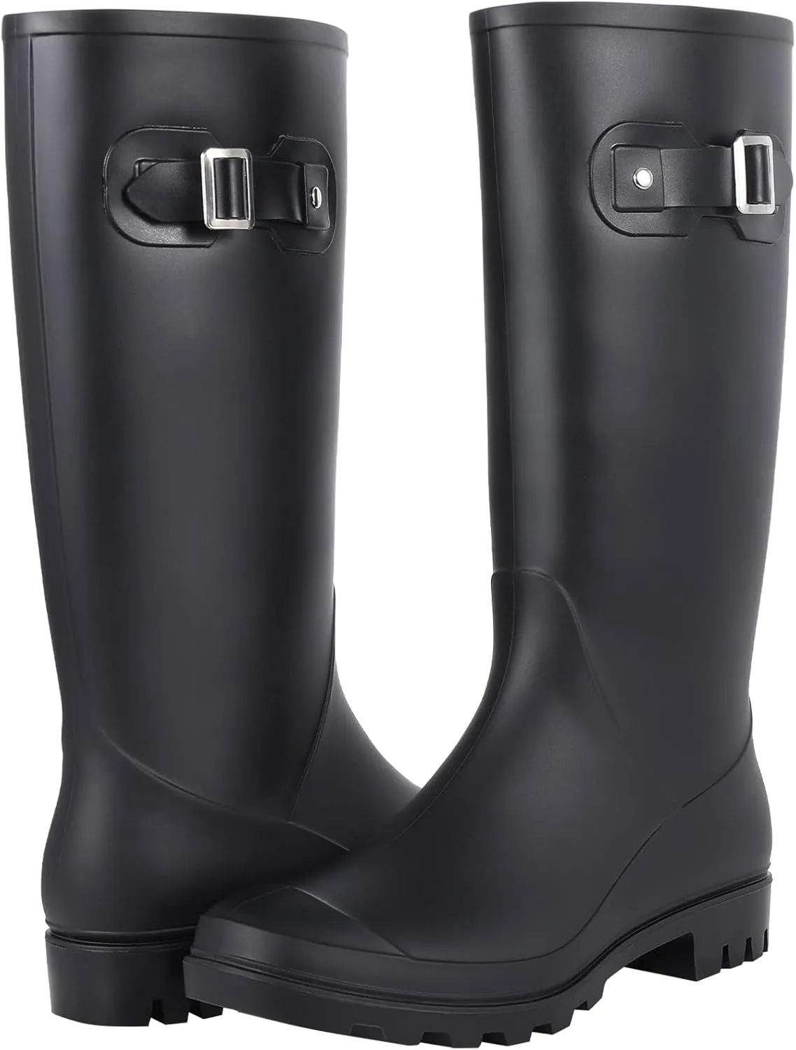 Evshine Women's Knee High Rain Boots - Narrow Calf - Fashion Waterproof Tall Rain Shoes