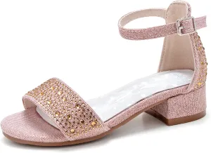 Felix & Flora Girls Sandals Low Heels Open Toe Flower Girl Dress Shoes