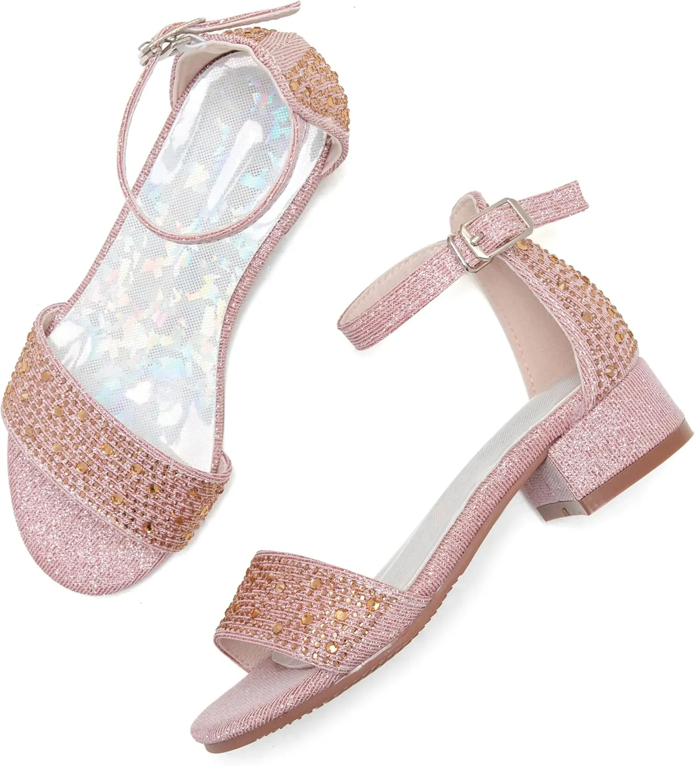 Felix & Flora Girls Sandals Low Heels Open Toe Flower Girl Dress Shoes