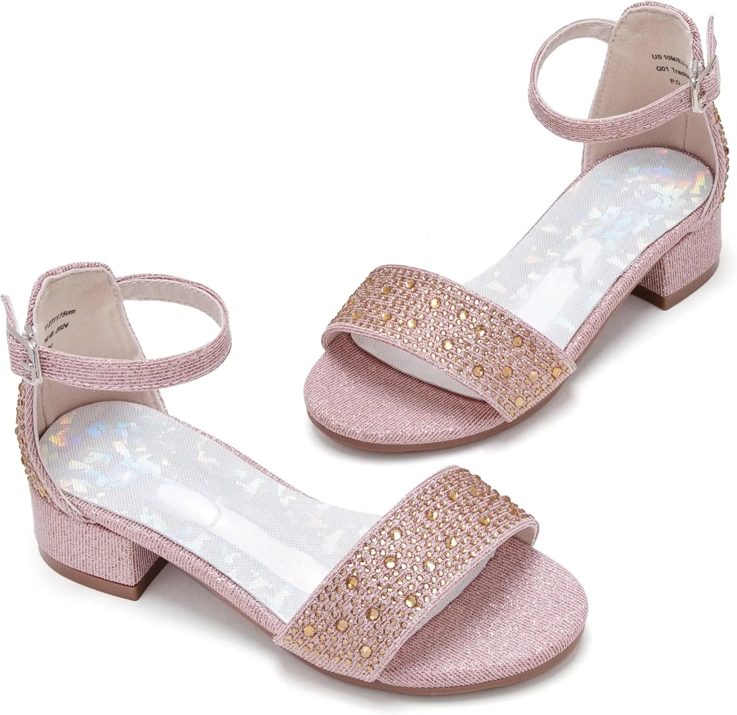 Felix & Flora Girls Sandals Low Heels Open Toe Flower Girl Dress Shoes