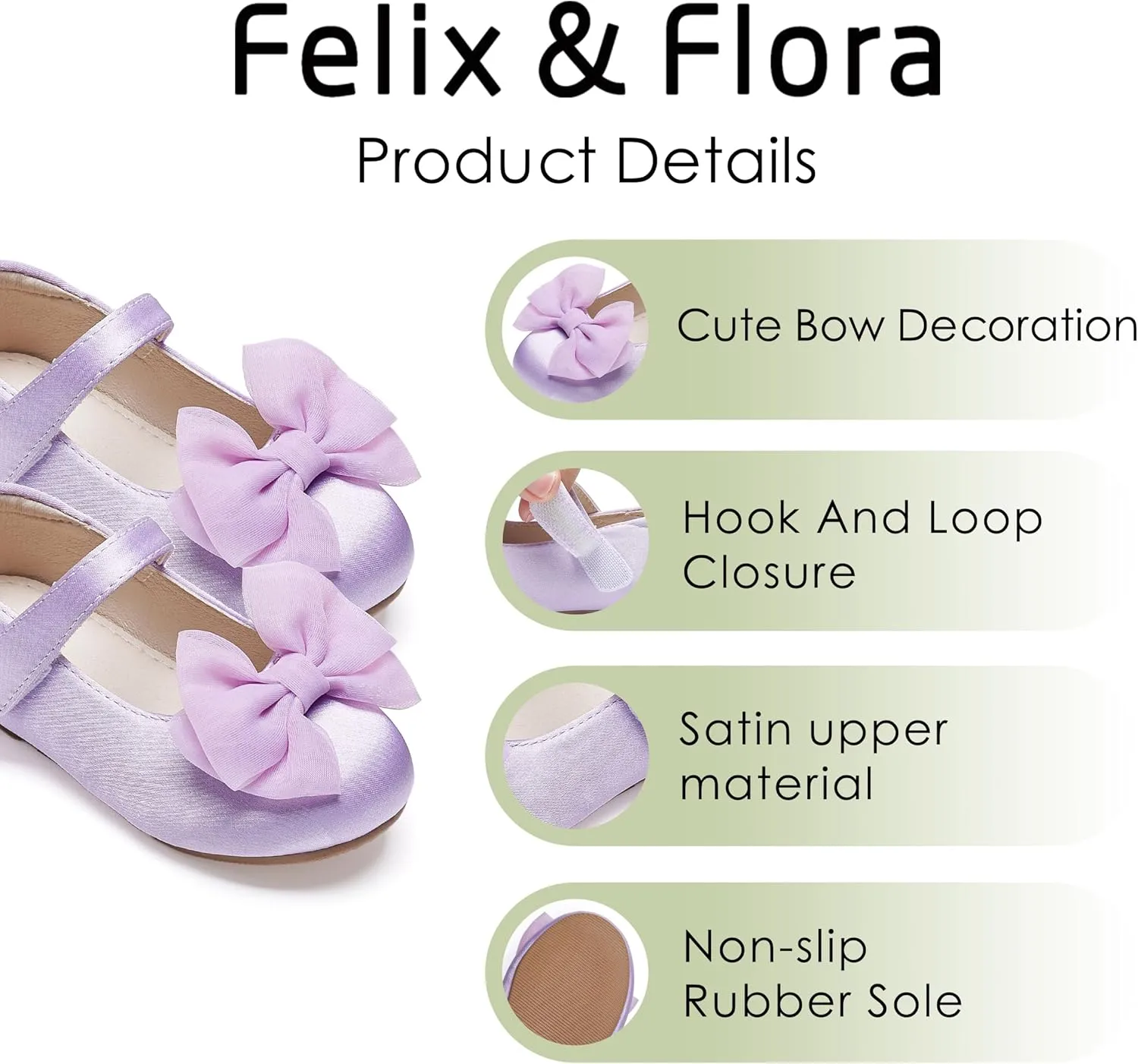 Felix & Flora Toddler Flower Girl Dress Shoes - Baby Girl Ballet Mary Jane Flats for Party School Wedding