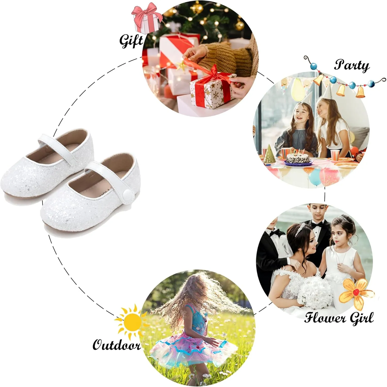 Felix & Flora Toddler Girl Dress Shoes - Flower Girl Ballet Mary Jane Flats Party School Wedding