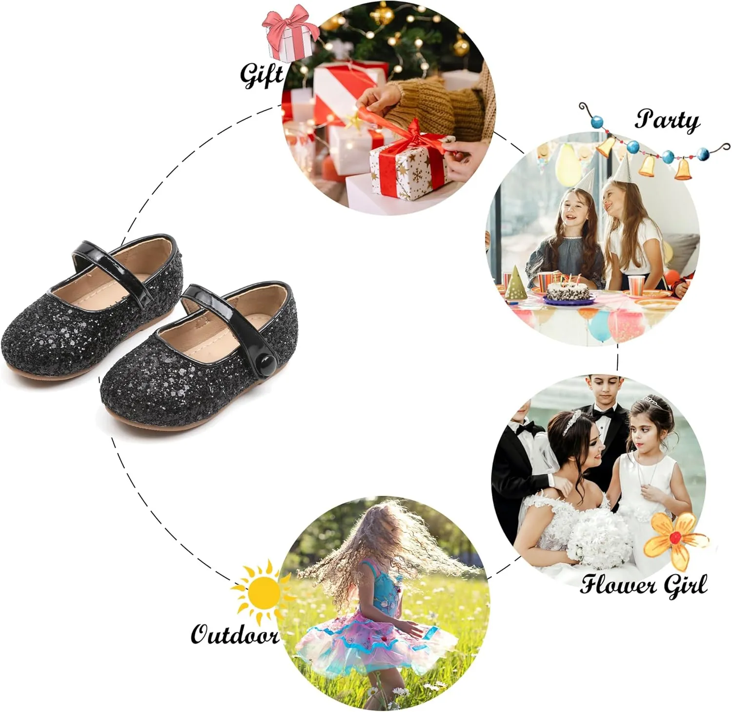 Felix & Flora Toddler Girl Dress Shoes - Flower Girl Ballet Mary Jane Flats Party School Wedding