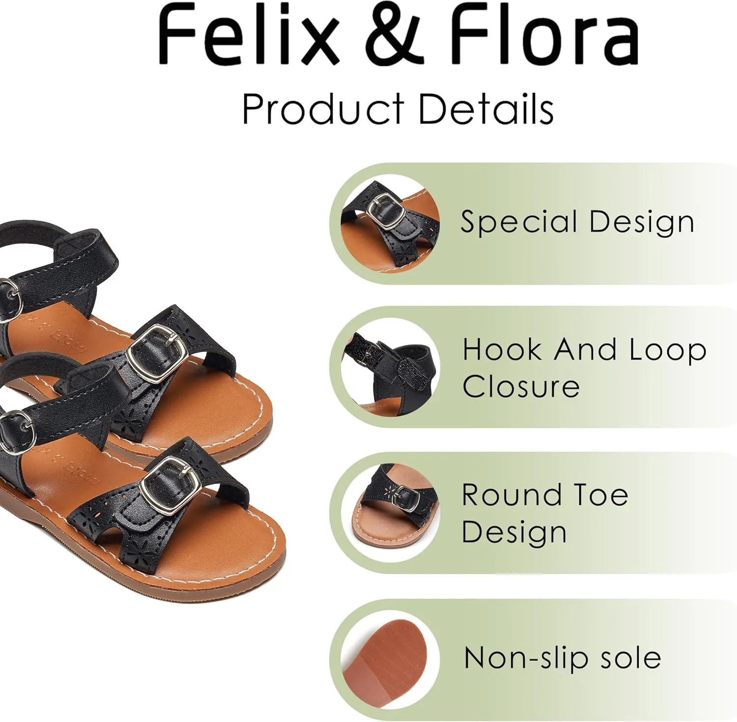 Felix & Flora Toddler Girl Sandals - Flower Girl Dress Shoes Open Toe Little Kid Summer Flats