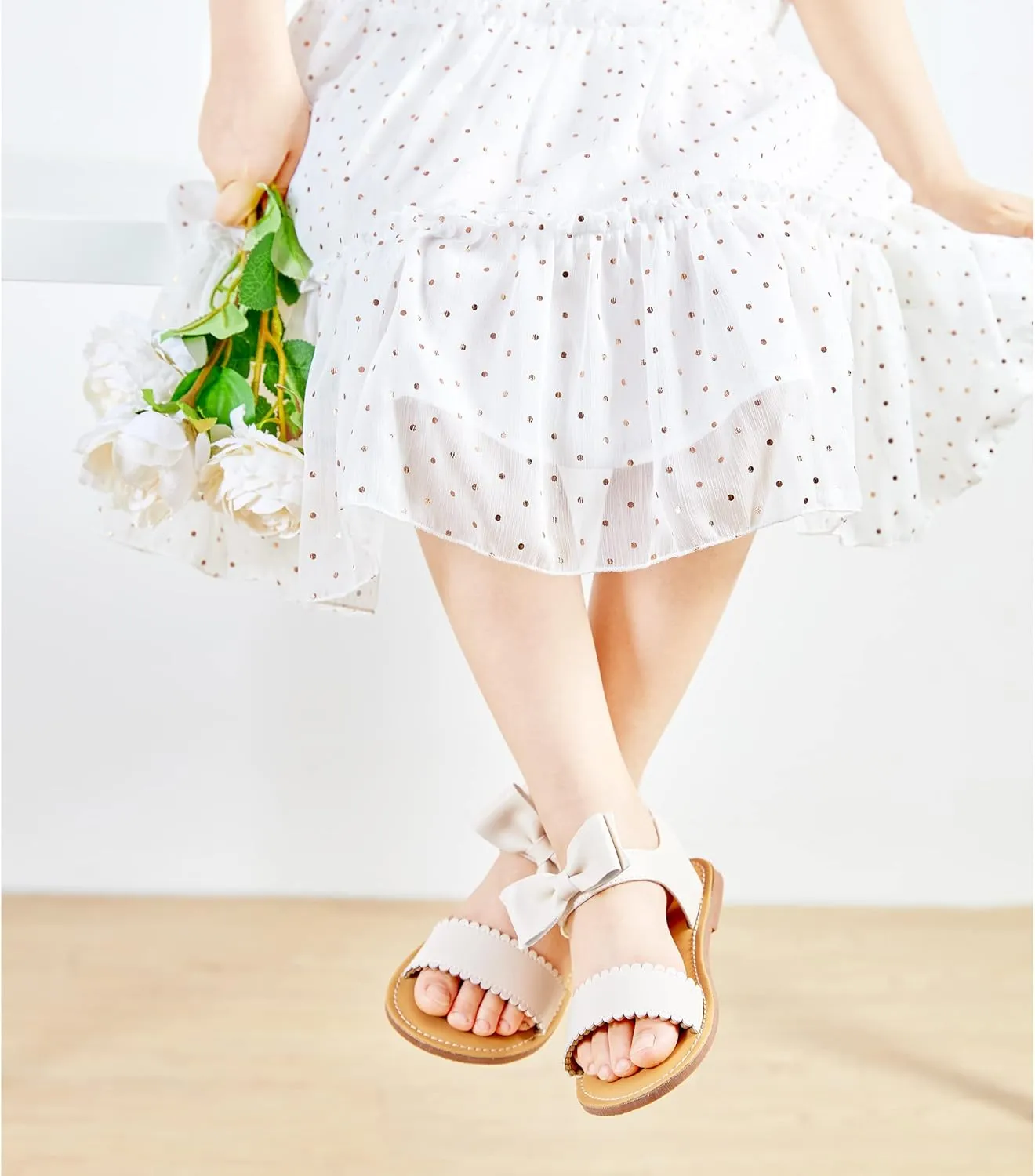 Felix & Flora Toddler Girl Sandals - Flower Girl Dress Shoes Open Toe Little Kid Summer Flats