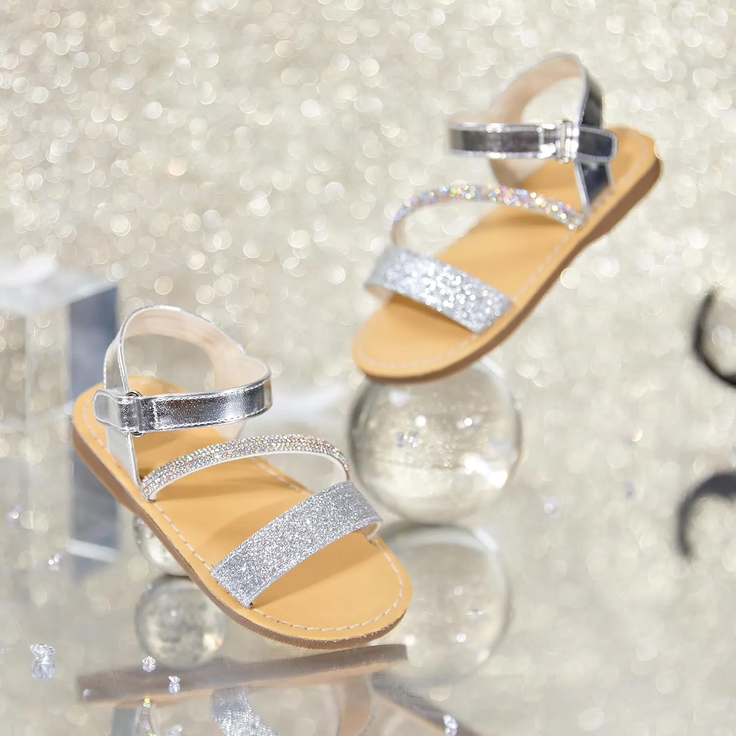Felix & Flora Toddler Girl Sandals - Flower Girl Dress Shoes Open Toe Little Kid Summer Flats