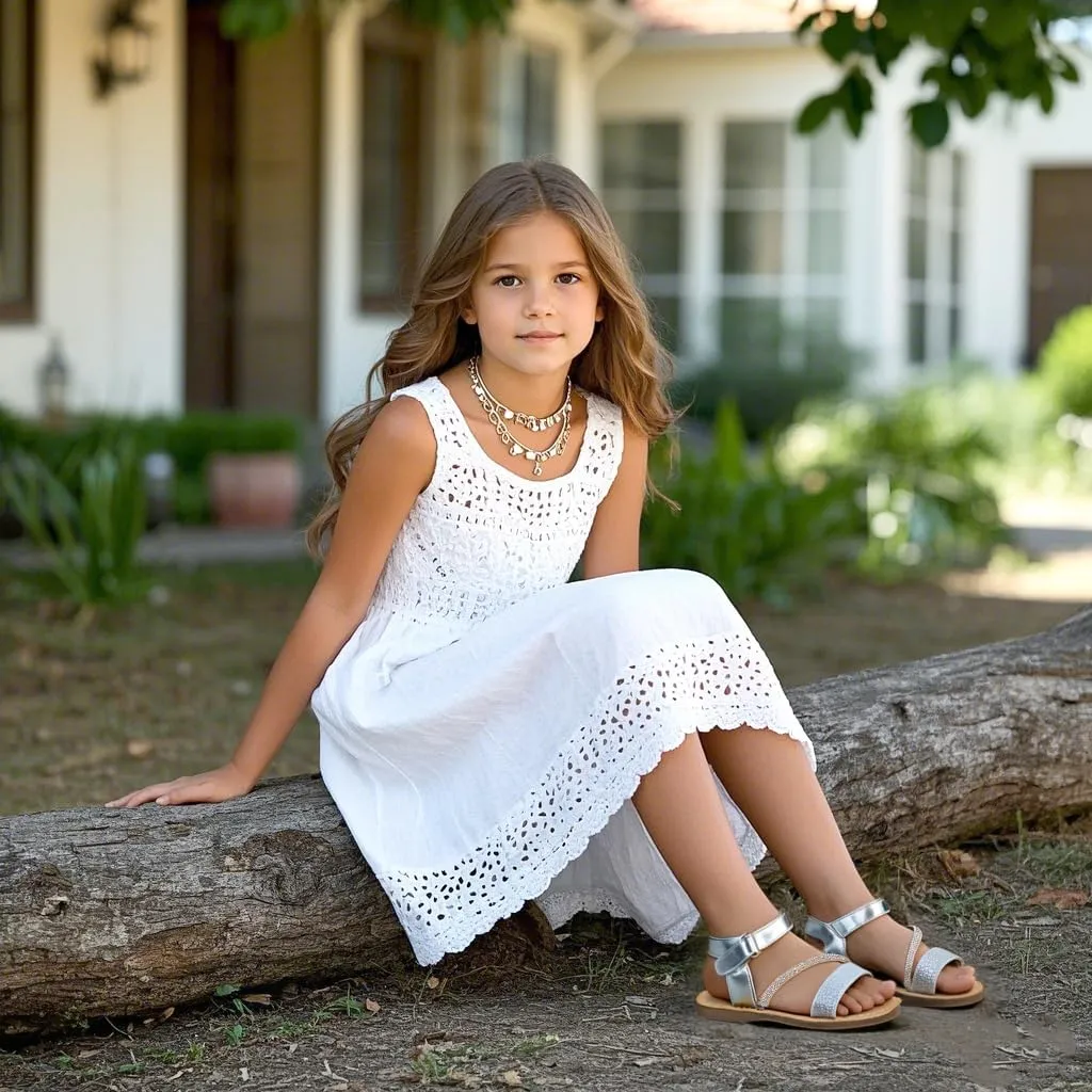Felix & Flora Toddler Girl Sandals - Flower Girl Dress Shoes Open Toe Little Kid Summer Flats