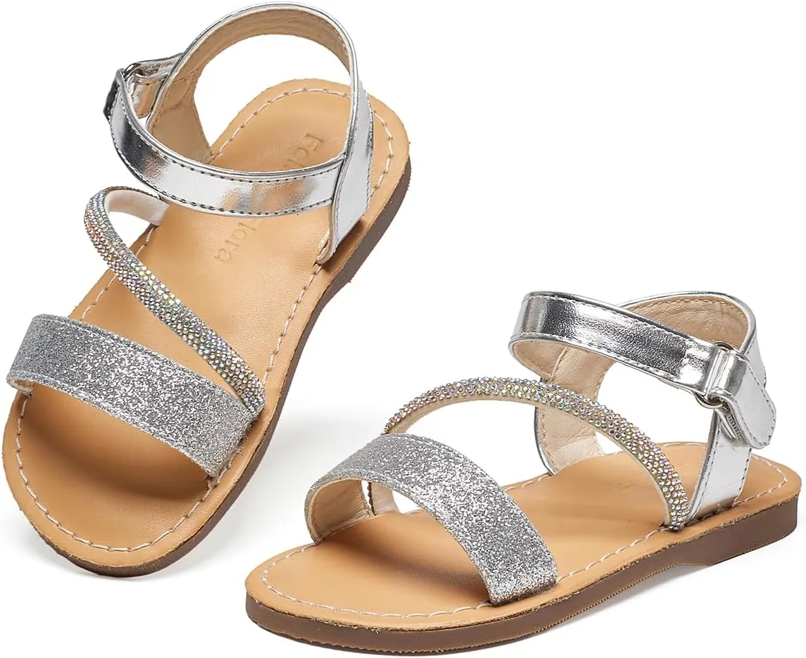Felix & Flora Toddler Girl Sandals - Flower Girl Dress Shoes Open Toe Little Kid Summer Flats