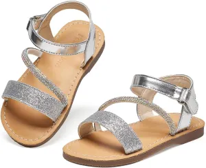 Felix & Flora Toddler Girl Sandals - Flower Girl Dress Shoes Open Toe Little Kid Summer Flats