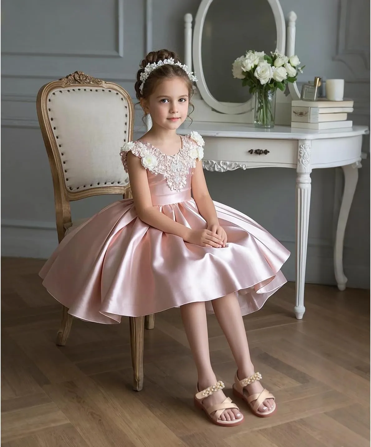 Felix & Flora Toddler Girls Sandals Soft Rubber Flats Summer Baby Flower Girl Shoes.