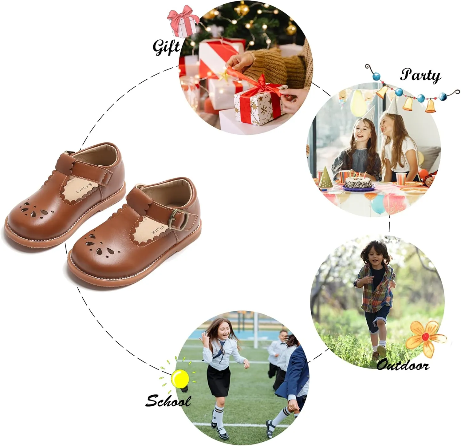 Felix & Flora Toddler Little Girl Princess Dress Shoes-Mary Jane Flats for Girl Party School Shoes