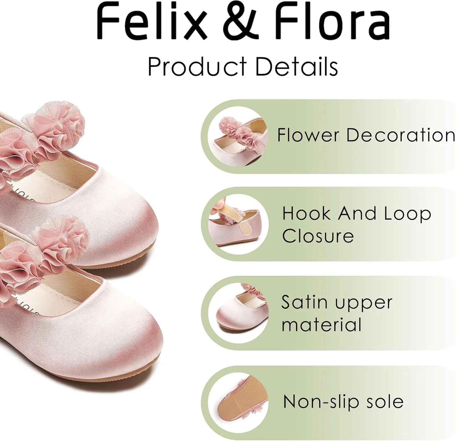 Felix & Flora Toddler Little Girls Dress Shoes - Flower Girls Mary Jane Flats Ballet Shoes Party Wedding