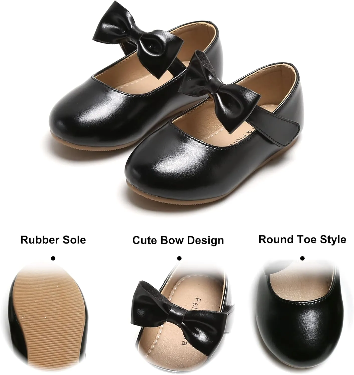 Felix & Flora Toddler Little Girls Dress Shoes - Flower Girls Mary Jane Flats Ballet Shoes Party Wedding