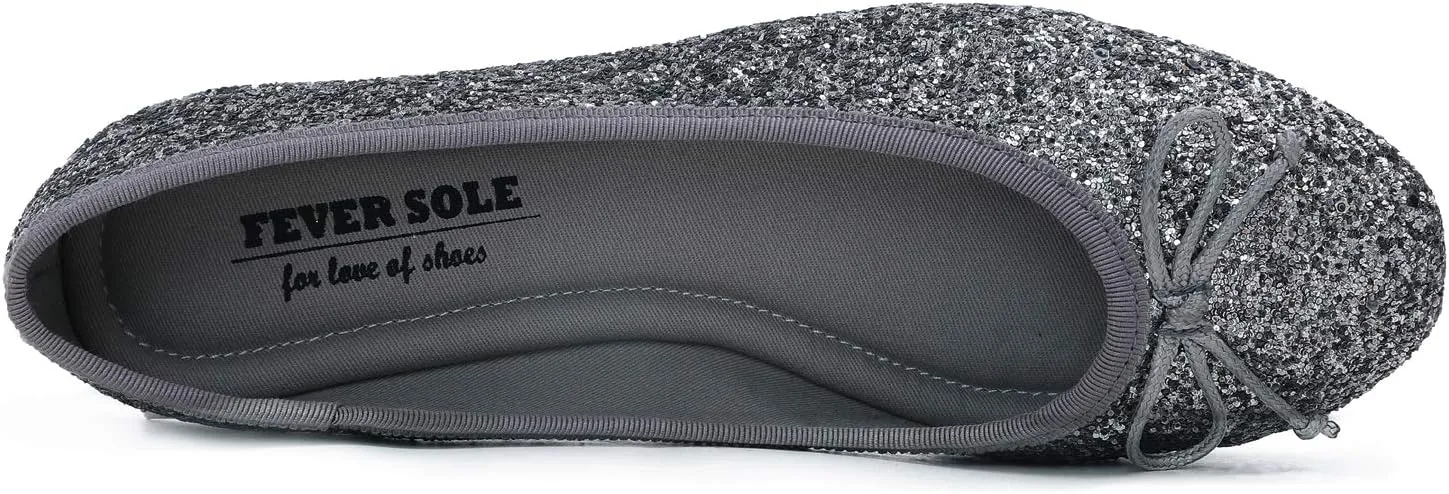 FEVERSOLE Women's Macaroon Colorful Memory Foam Cushion Insock Patent Ballet Flat