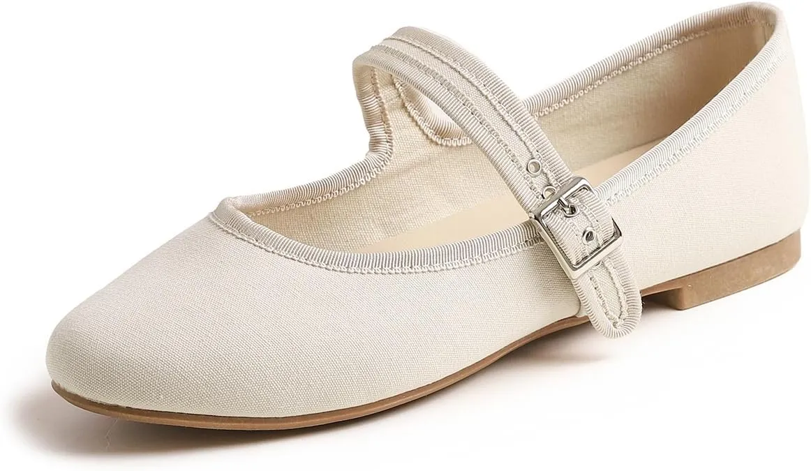 FEVERSOLE Women's Soft Cushion Extra Padded Comfort Round Toe Mary Jane Metal Buckle Fashion Ballet Flats Walking Shoes