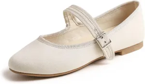 FEVERSOLE Women's Soft Cushion Extra Padded Comfort Round Toe Mary Jane Metal Buckle Fashion Ballet Flats Walking Shoes