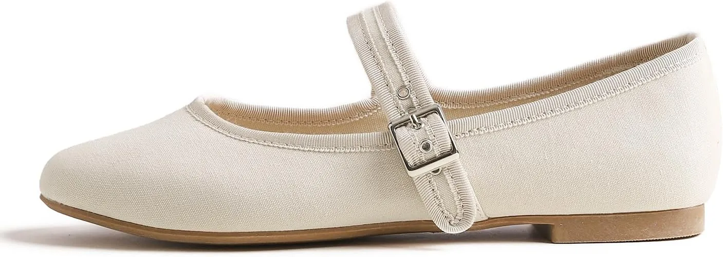 FEVERSOLE Women's Soft Cushion Extra Padded Comfort Round Toe Mary Jane Metal Buckle Fashion Ballet Flats Walking Shoes