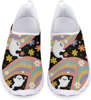 FKELYI Halloween Shoes for Women Slip On Walking Shoes Breathable Mesh Flats Athletic Running Tennis Sneakers