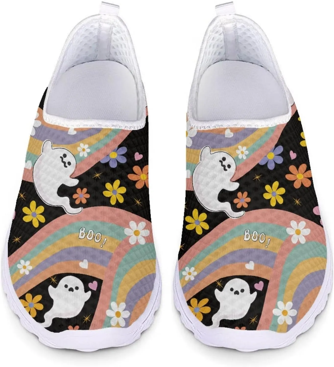 FKELYI Halloween Shoes for Women Slip On Walking Shoes Breathable Mesh Flats Athletic Running Tennis Sneakers