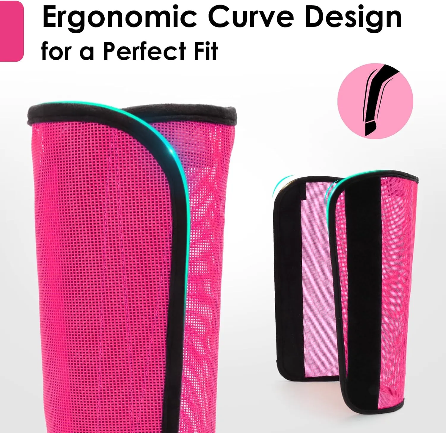 Fly Boots for Horses Set of 4 - Edge-Curved Design for Optimal Fit, Non-Sag Dual Stay System, Breathable Mesh for Comfort, Reduces Stomping & Fatigue (Medium to Large, Pink)