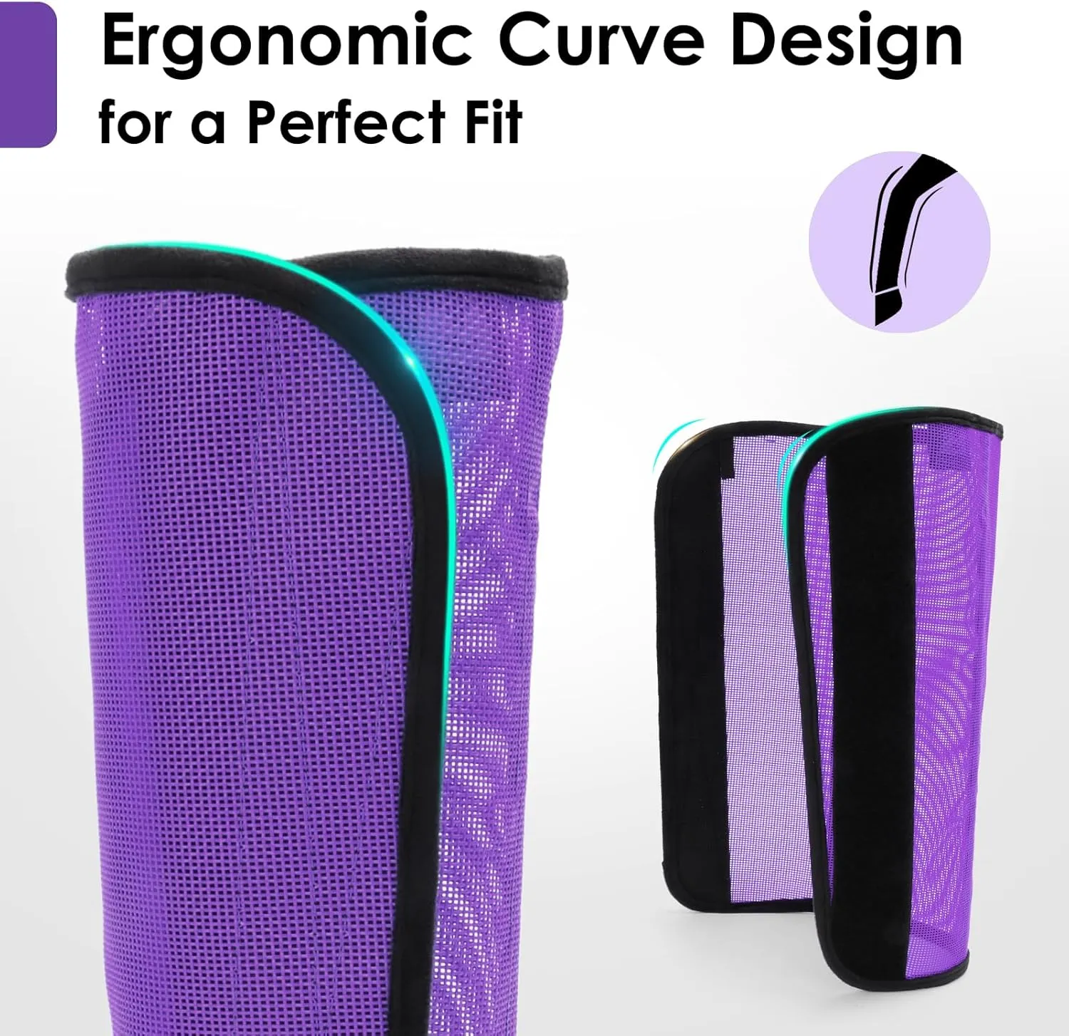 Fly Boots for Horses Set of 4 - Edge-Curved Design for Optimal Fit, Non-Sag Dual Stay System, Breathable Mesh for Comfort, Reduces Stomping & Fatigue (Medium to Large, Purple)
