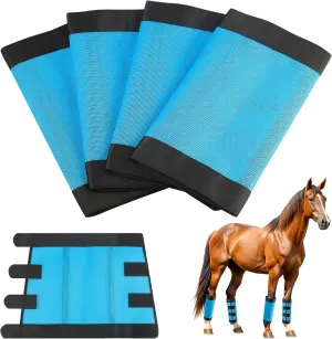 Fly Boots for Horses Set of 4 (Medium), Reinforced Webbing Resists Tearing, Loose Fitting Breathable Plastic Mesh Horse Leggings Wraps Adjustable, Protective Horse Leg Reduces Fly Bites & Stomping