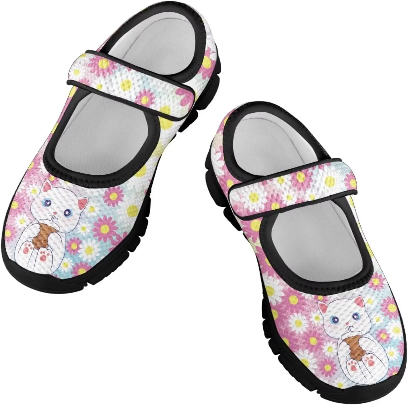 Forchrinse Pink Boston Terrier Floral Print Girls Dress Shoes Mary Jane Flats Pink for Kids and Toddler Size 11-2.5 School Uniform Sneakers Lightweight Walking Shoes