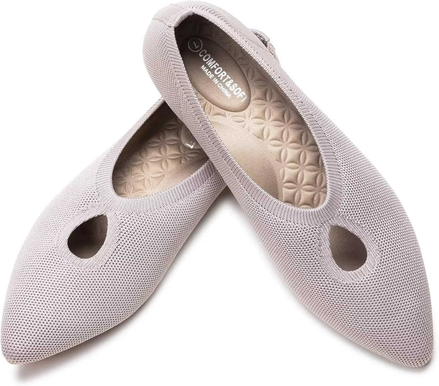 Frank Mully Women's Ballet Flats Teardrop Upper Pointed Toe Lightweight Flats for Women Comfortable Slip on Flats for Work Wedding Office