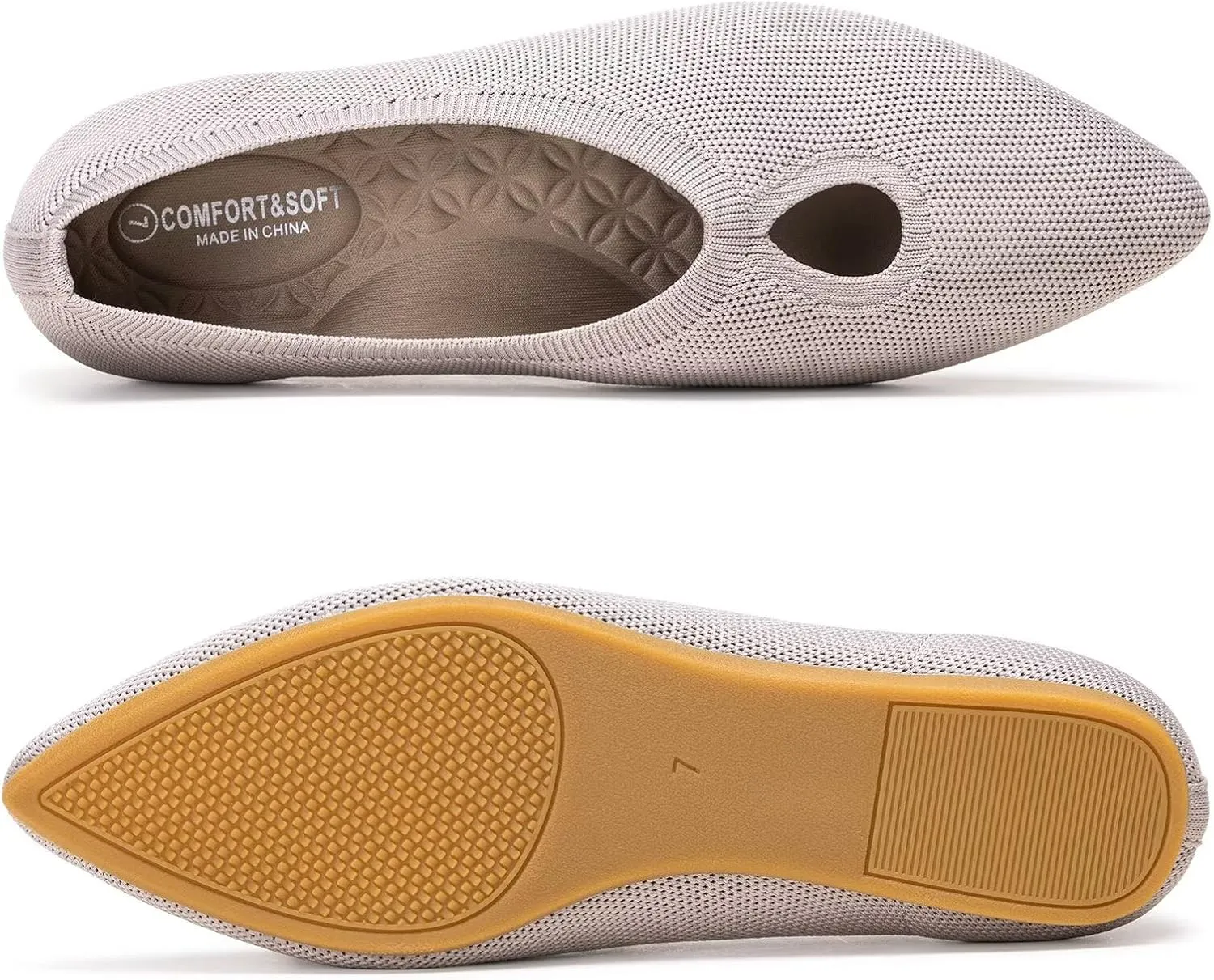 Frank Mully Women's Ballet Flats Teardrop Upper Pointed Toe Lightweight Flats for Women Comfortable Slip on Flats for Work Wedding Office