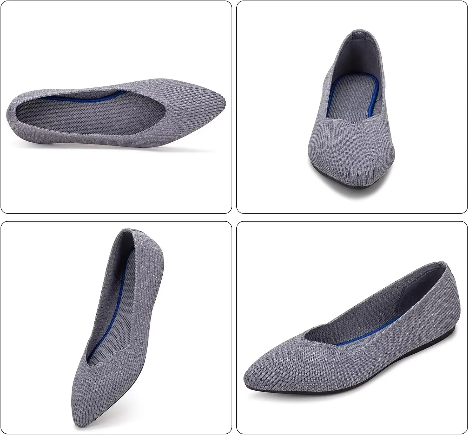 Frank Mully Womens Flat Shoes Classic Pointed Toe Flats Knitted Dress Shoes Soft Flats for Woman Comfortable Dressy