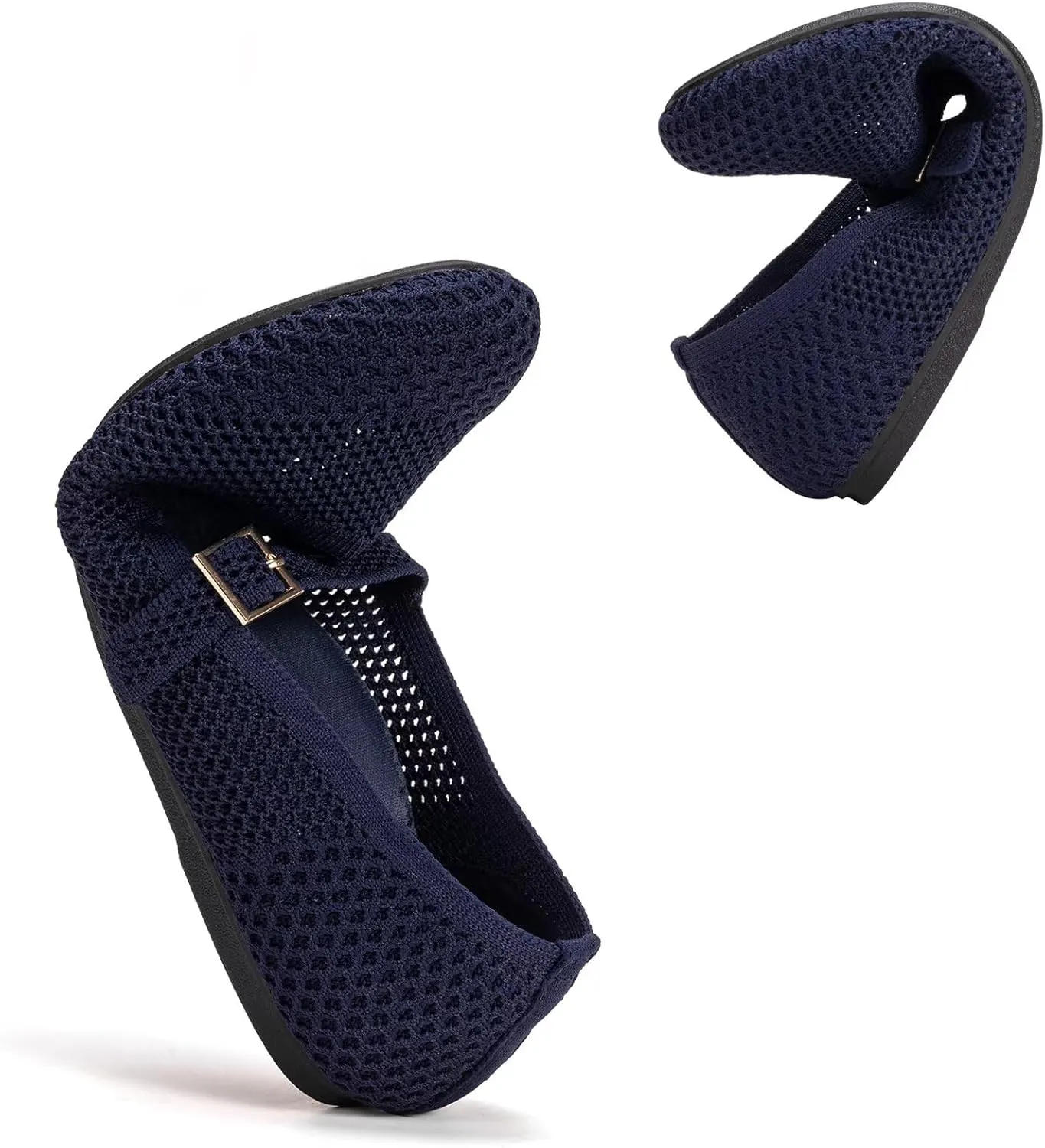 Frank Mully Women's Mary Jane Flats Comfortable Dressy Ballet Flats Casual Round Toe Slip On Washable Knitted Fabric Office Work Woman Shoes