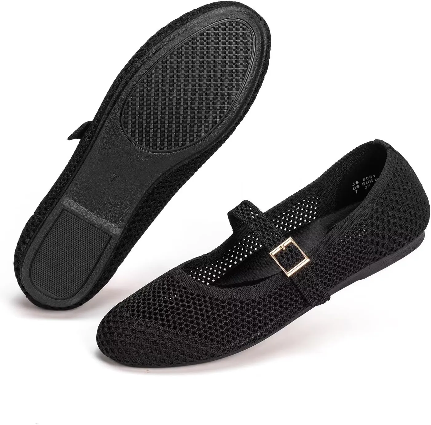 Frank Mully Women's Mary Jane Flats Comfortable Dressy Ballet Flats Casual Round Toe Slip On Washable Knitted Fabric Office Work Woman Shoes