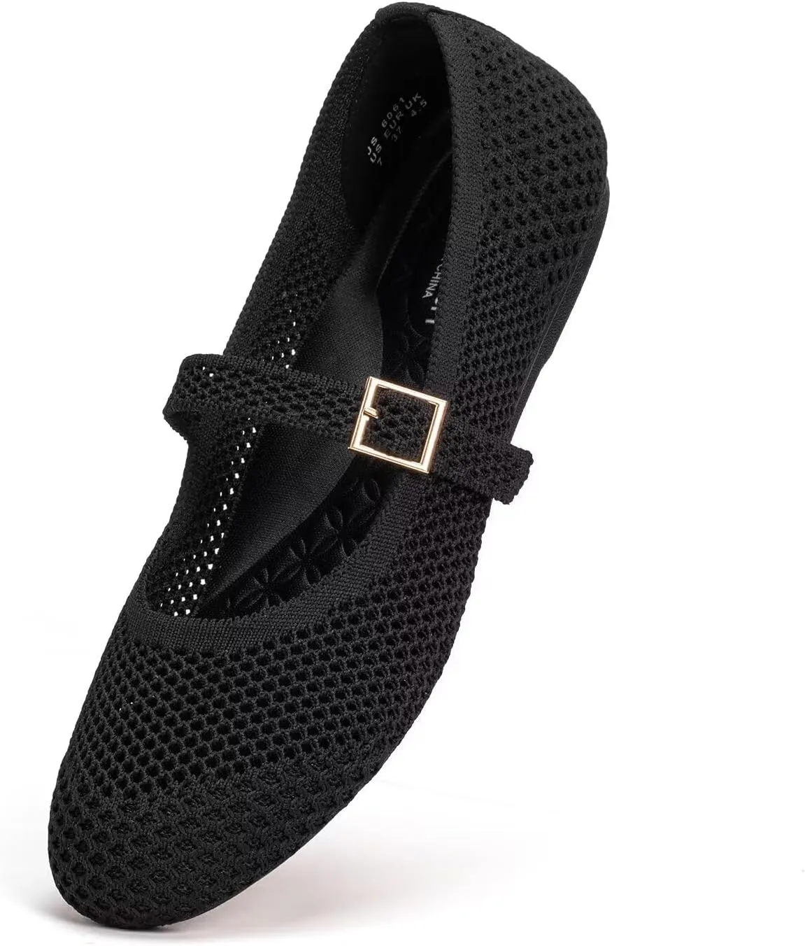 Frank Mully Women's Mary Jane Flats Comfortable Dressy Ballet Flats Casual Round Toe Slip On Washable Knitted Fabric Office Work Woman Shoes