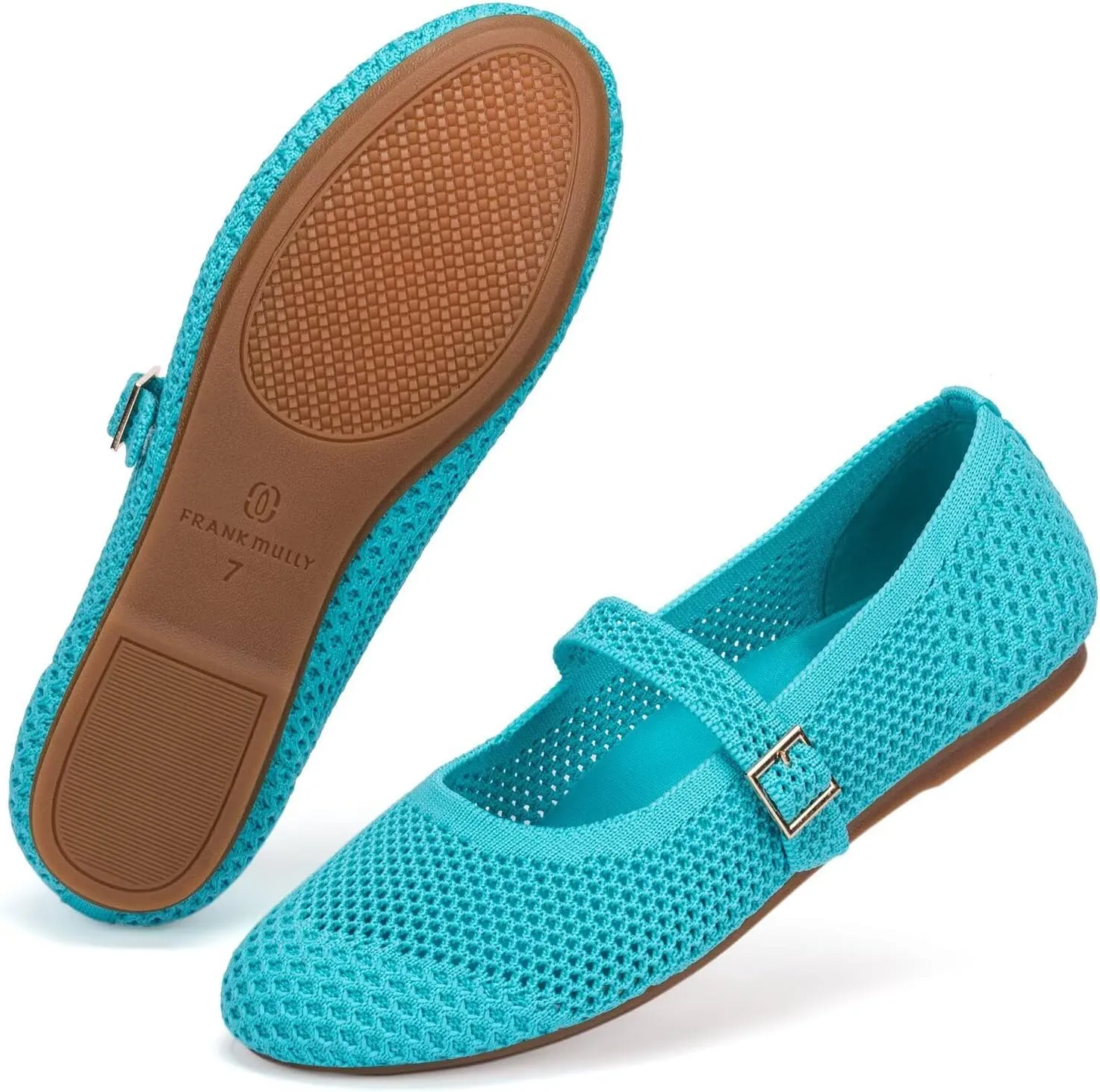Frank Mully Women's Mary Jane Flats Comfortable Dressy Ballet Flats Casual Round Toe Slip On Washable Knitted Fabric Office Work Woman Shoes