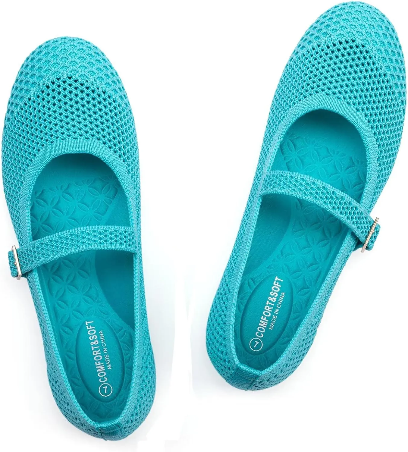 Frank Mully Women's Mary Jane Flats Comfortable Dressy Ballet Flats Casual Round Toe Slip On Washable Knitted Fabric Office Work Woman Shoes